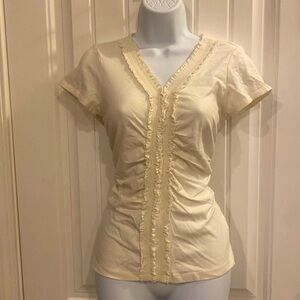 🔥5/$20🔥 STYLE & CO CREAM RUFFLE RUCHED BLOUSE